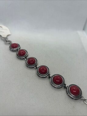 NWT Silver tone and red fashion bracelet